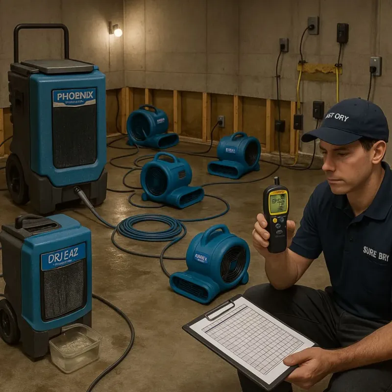 Structural Drying and Dehumidification process in Hays County, TX
